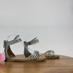 New NWOB Big Kids Girls Nina Brianna Blue Metallic‎ Strappy Sandals Size 2 Y